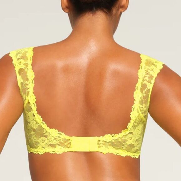 NWT SKIMS Stretch Lace Intimates Plunge Bralette In Yellow Neon Lingerie Bra - Picture 2 of 8